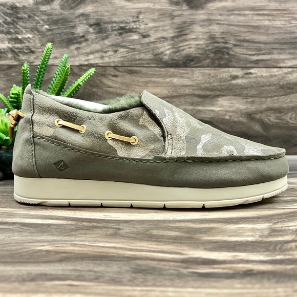 NEW Sperry Moc Sider Metallic Camo Indoor Outdoor Moc Sneaker Faux Fur 8M 39 - Picture 6 of 11